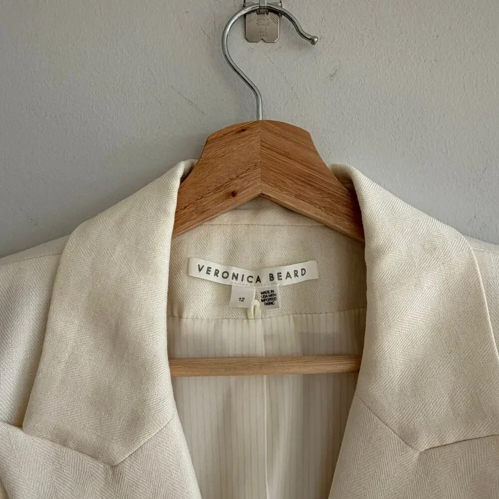 Veronica Beard Hosanna Linen Blend Single-Breasted Blazer Jacket White 12 - Picture 6 of 12